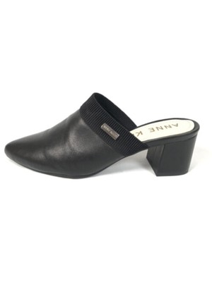 

ANNE KLEIN Женские черные кожаные туфли-мюли без шнуровки с логотипом Therese на каблуке, размер 10 м, Черный, THER01F9