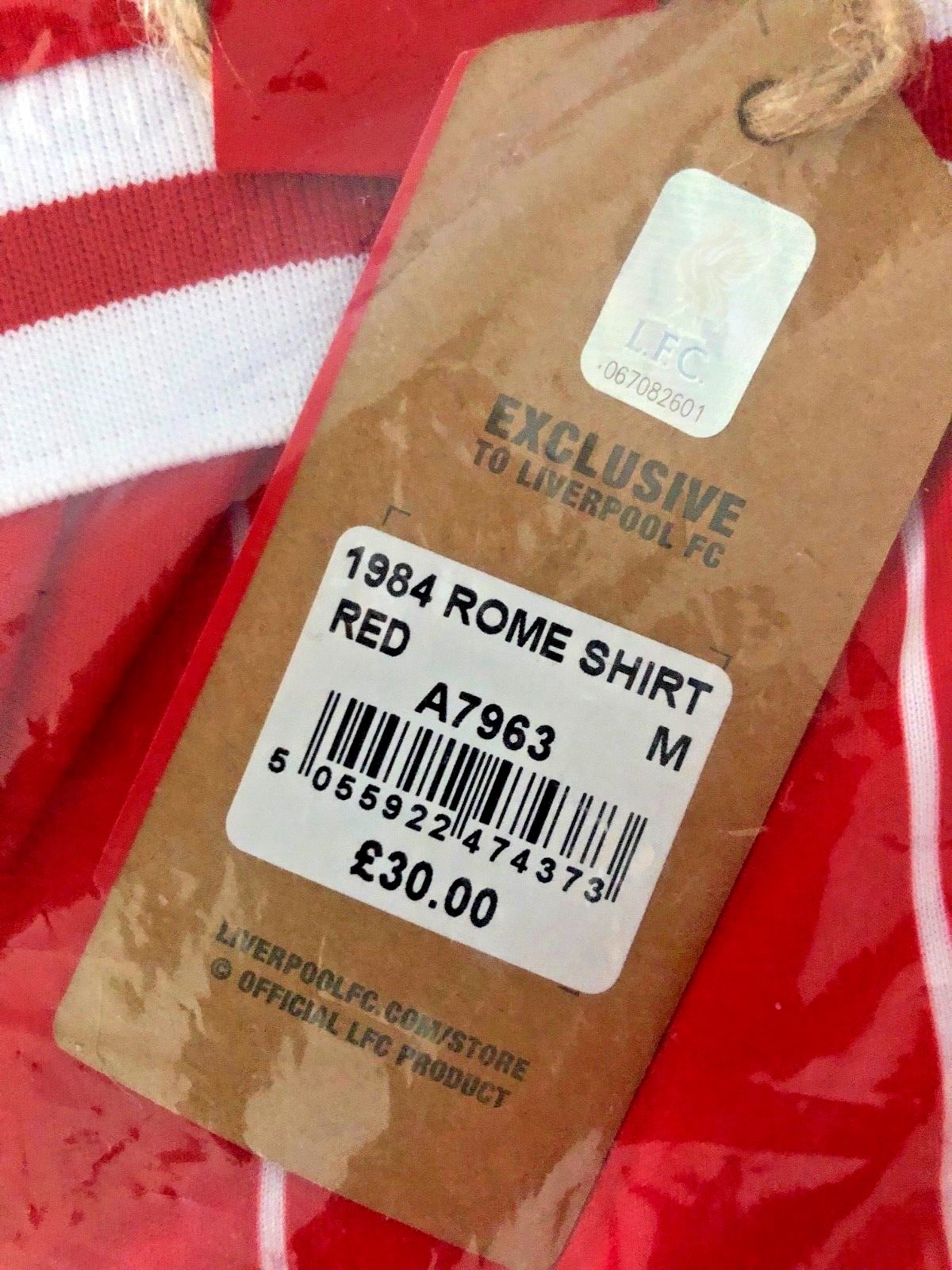 LFC RETRO ROME 1984 SHIRT RED SIZE MEDIUM STYLE A7963 LIVERPOOL FOOTBALL CLUB