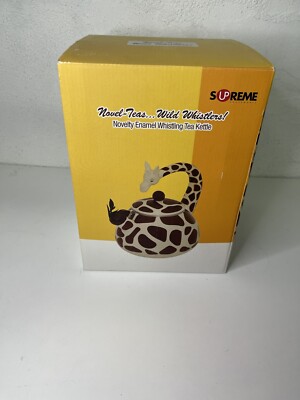 New Supreme Housewares GIRAFFE Whistling Enamel On Steel Teapot TEA KETTLE