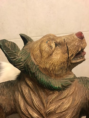 Black Forest Wood Carved Child's Bear Chair