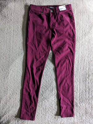 EXPRESS Ankle Legging Mid Rise Stretch Jeans Leggings Womens 0R Burgundy NEW NWT