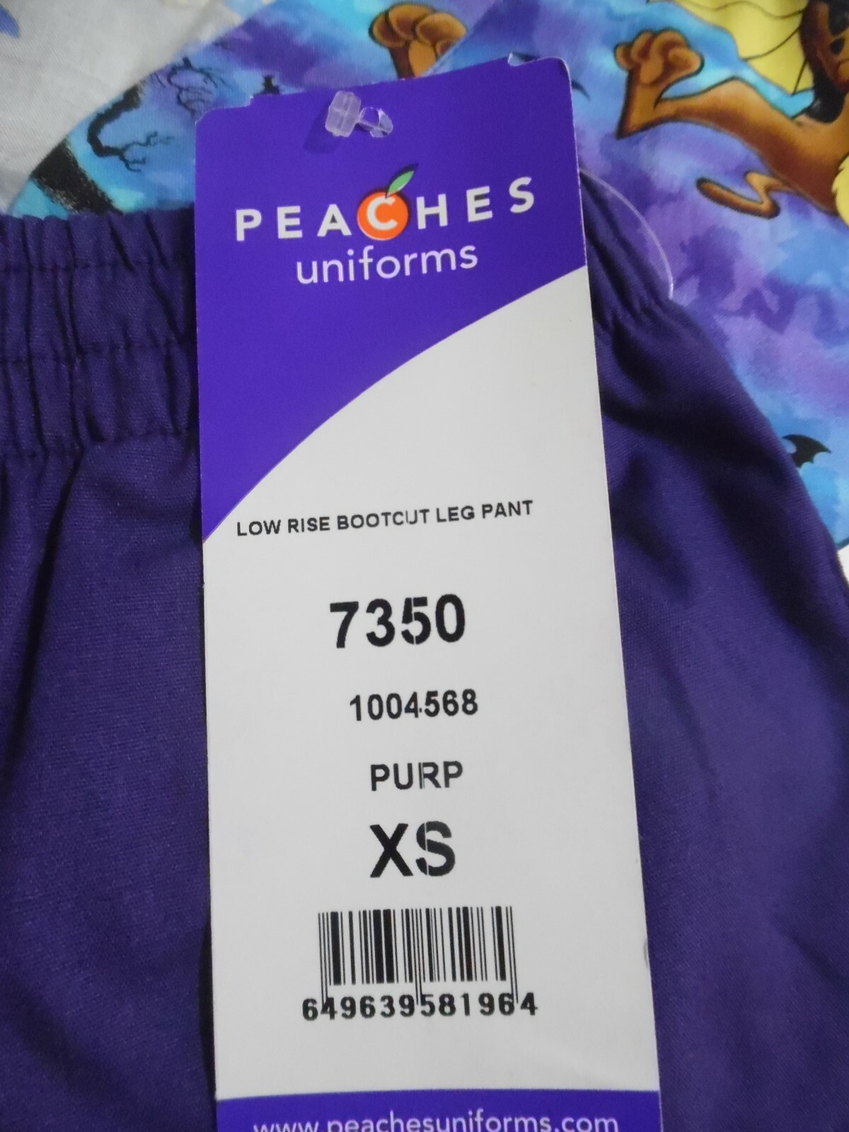 NWT! Scooby Doo Scrubs XS Top; Peaches XS Scrub Bottoms- Set XSmall 6 8