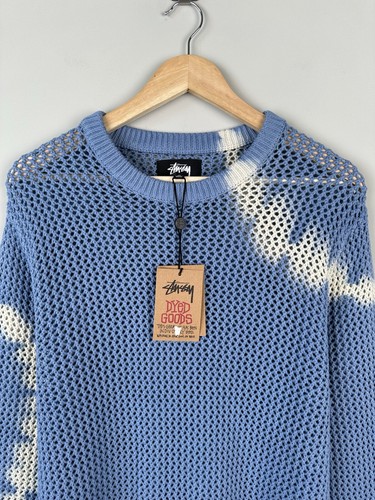 Pre-owned Stussy Mens  Pigment Dyed Loose Gauge Knitwear Sweater Size M,l In Blue