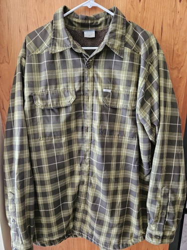 Columbia Mens Sherpa Lined Plaid Flannel Shirt Jacket Shacket Sz XL