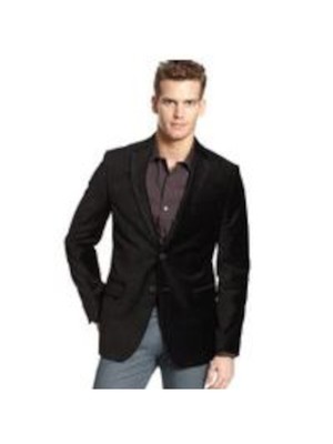 

CALVIN KLEIN Мужская черная однобортная куртка в елочку, Черный, 90736