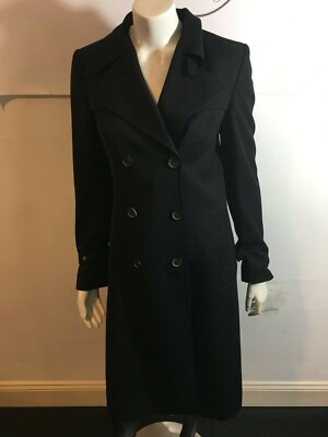 GUCCI 33219 $3575 BLACK GUCCI WOOL TRENCH COAT W/ PRINTED