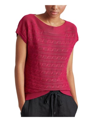 

RALPH LAUREN Женский розовый вязаный свитер с короткими рукавами для работы