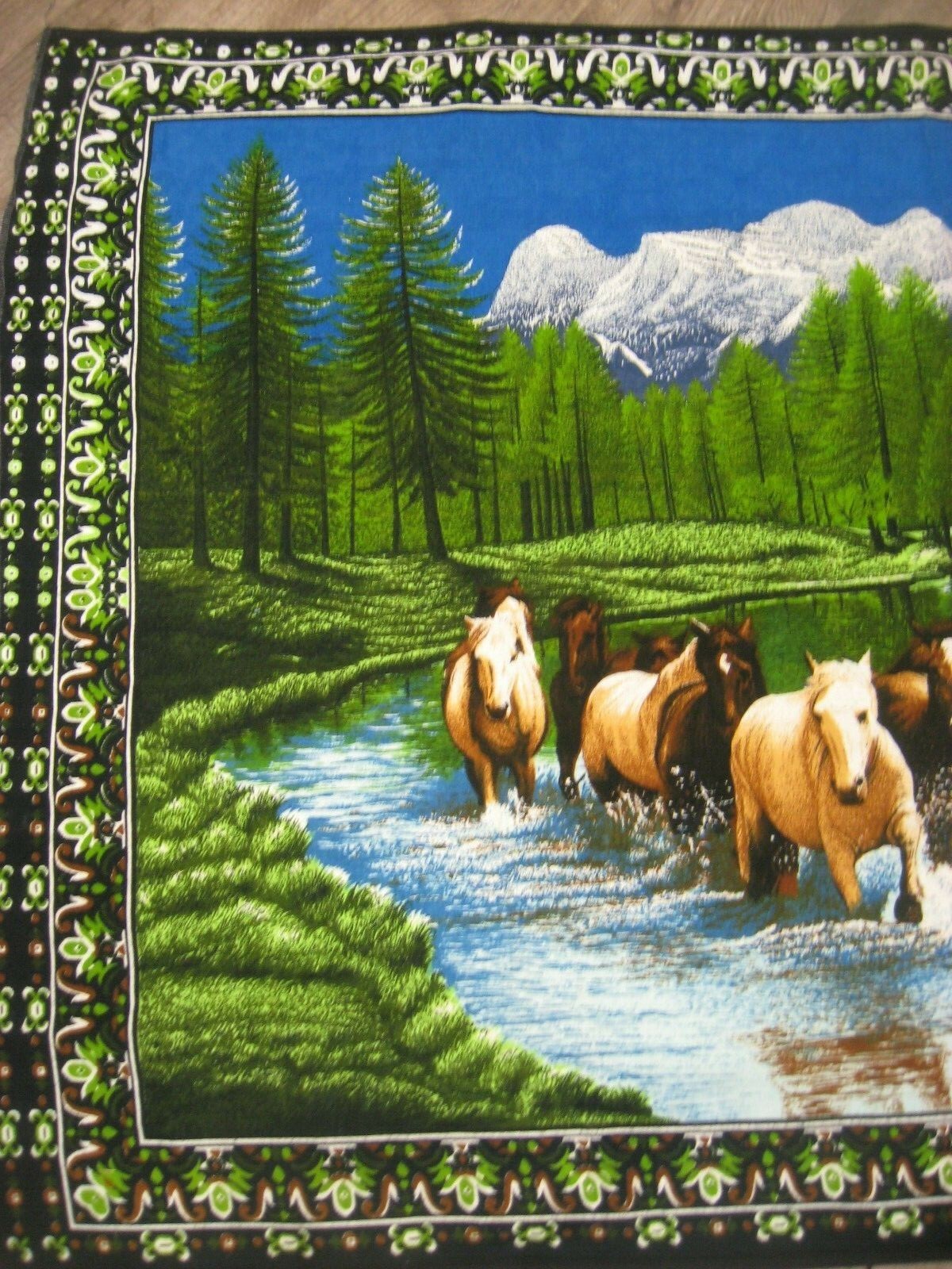 Vintage 70s  Horse Tapestry Outdoor Scene Wall tapestry 53.5