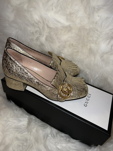 GUCCI Shoes Galassia Platino Crackle Heels Marmont Loafers