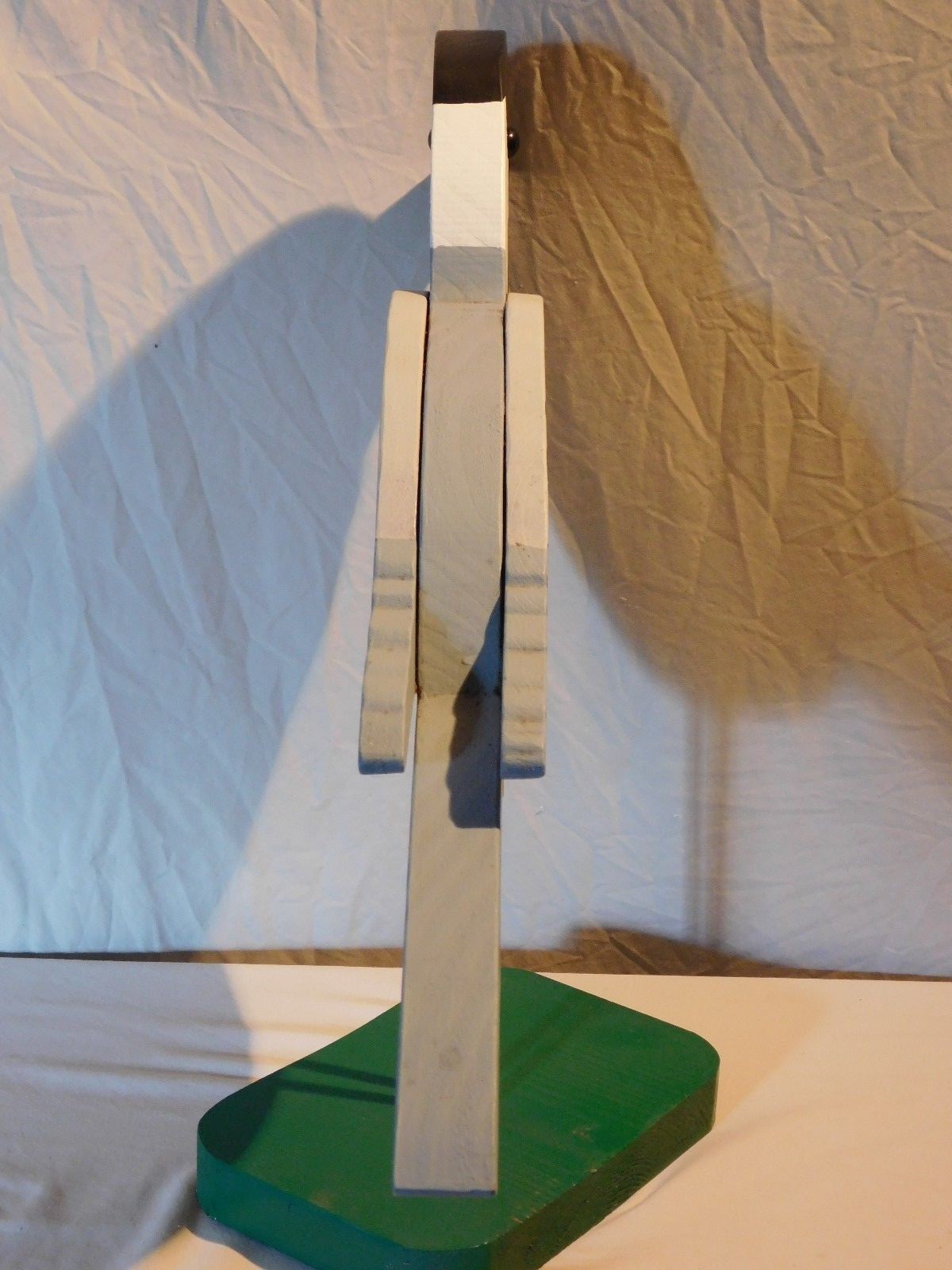 Vintage Wood Garden Gray/White Bird Primitives Painted Yard Lawn Folk Art