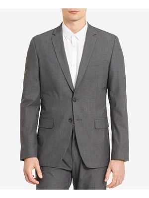 

CALVIN KLEIN Mens Infinite Grey Slim Fit Stretch Suit Split Blazer, Серый