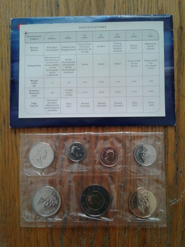 1999 Canadian Prooflike Set With Envelope and COA Nunavut $2 Coin