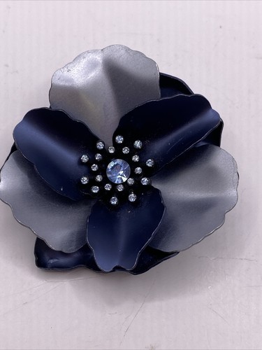 るなピーボール Pin Navy Blue metal flower rhinestone B10D | eBay
