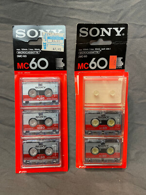 5 Vintage Sony MC60 MicroCassette Tape Lot SEALED Made In Japan cass cassette