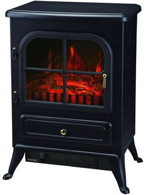 FINETHER Elektrokamin 1850 W freistehend schwarz Flammeneffekt