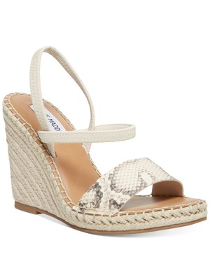

STEVE MADDEN Женские бежевые туфли на танкетке Mckenzie с ремешком на пятке 1/2 дюйма на платформе, Бежевый, MCKE03S1