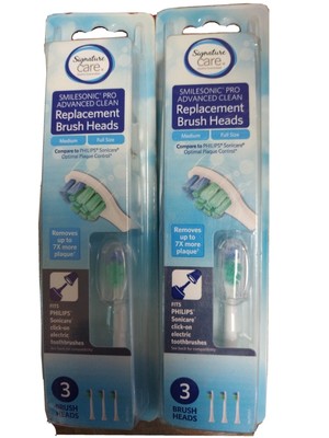 2 Pack-Signature Care Smilesonic Optimal Plaque Control Replacement Brush Head 3