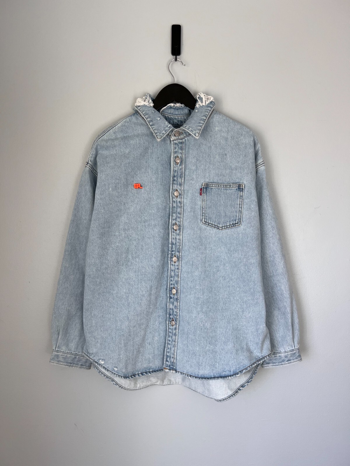 ERL x Levi's Distressed Denim Overshirt - Size Medium - Blue ERL x Levi's Distressed Denim Overshirt - Size Medium - Blue