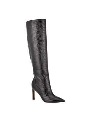 

NINE WEST Женские черные кожаные классические ботинки Maxim на молнии на шпильке с мягкой подкладкой, размер 6 м, Черный, WNMAXIM