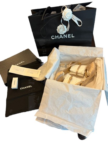 CHANEL PUMPS NEW IN BOX WITH TAGS CC logo Satin With Bow And