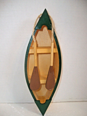 HAND CRAFTED CANOE / BOAT SHELF ~ COMPLETE w/Paddles ~ 9 1/2'' H x 3'' W x 2'' D
