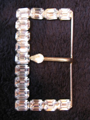 SPARKLING Deco 1930 Silver Crystal Paste Rhinestones Belt Sash Buckle 3