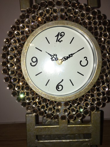 Decorative Bling Jewel Mantle Clock Large Wrist Watch