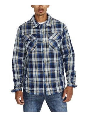 BUFFALO Mens Saboire Blue Plaid Classic Fit Повседневная рубашка на флисовой подкладке M