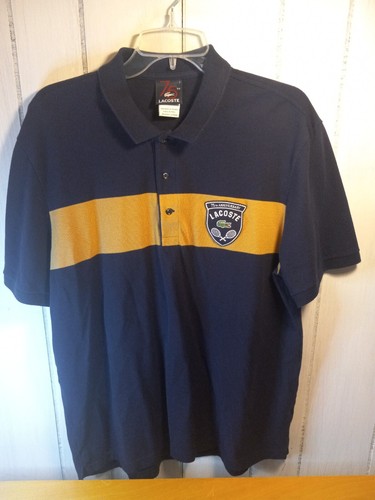Lacoste Polo Shirt Mens 2XL 7 Blue Striped 75th Anniversary