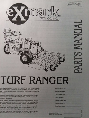 eXmark Turf Ranger Zero-Turn Commercial Lawn Mower Parts