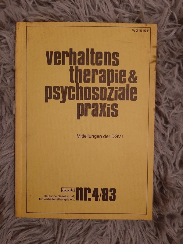 Verhaltens Therapie Und Psychosoziale Praxis Mitteilungen Der Dgvt NÂ° 4 / 83