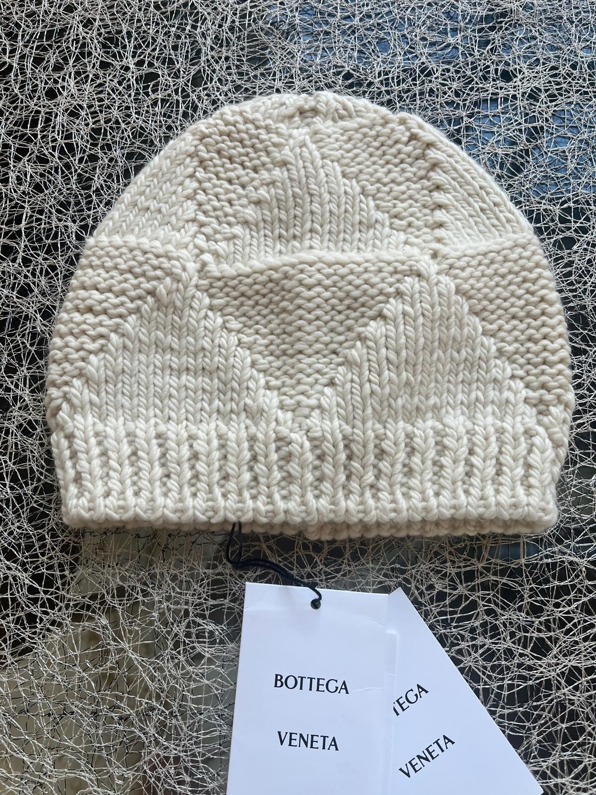 Bottega Veneta , Hand Knit Wool Beanie in Ivory , BNWT M | eBay