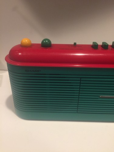 Near Mint Vintage Red/Green Sharp AM/FM Radio Stereo Cassette Recorder QT V40