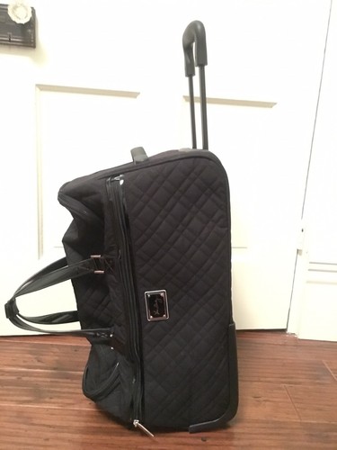 Vera Bradley Black Quilted Rolling Weekender Luggage