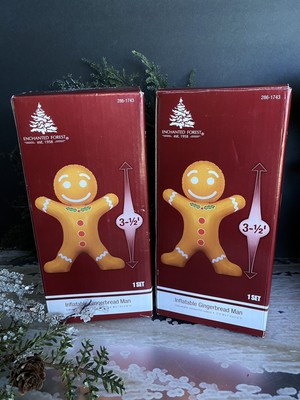 New In Box Set Of 2 Enchanted Forest  Gingerbread Man Inflatable Christmas Yard