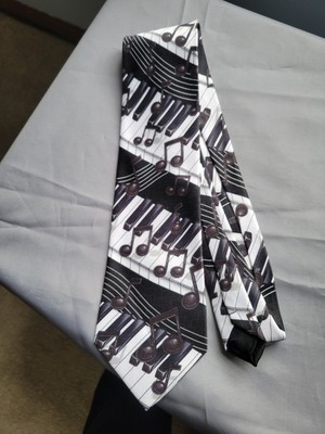 Addiction Tie Piano Keys Musical Notes design 100% Polyester