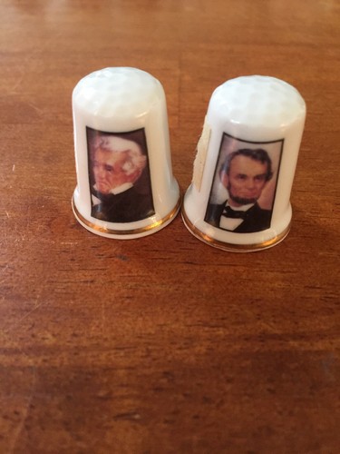 Andrew Jackson Abraham Lincoln Finsbury Fine Bone China Thimbles Made in England
