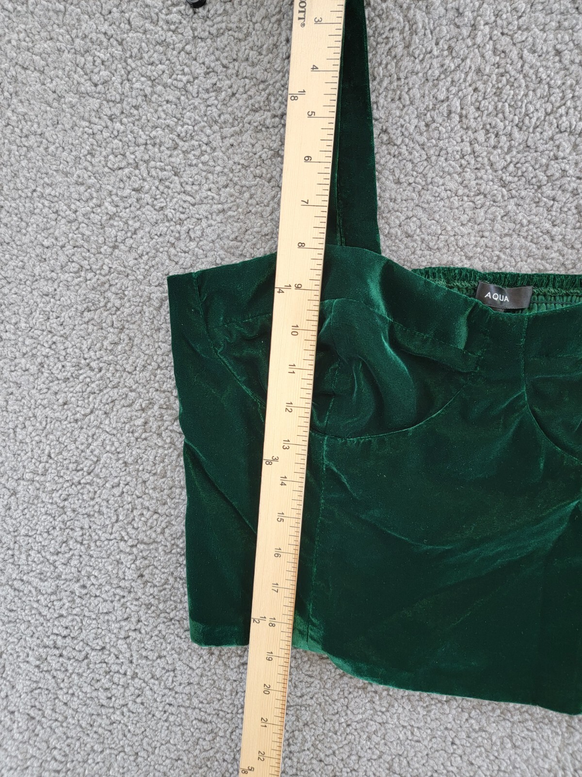 Aqua Velvet Cropped Top Women's L Dark Green Sweetheart Neck Side Zip Closure - Picture 7 of 14