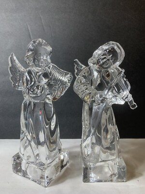 Mikasa Herald Collection Angelic Violin Harp Figurines Leaded Crystal Germany