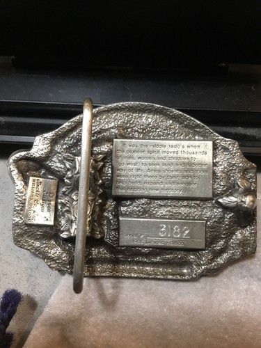 Vtg Limited Ed 1986 Ames Belt Buckle Serial #3182 Pioneers Conquer The West