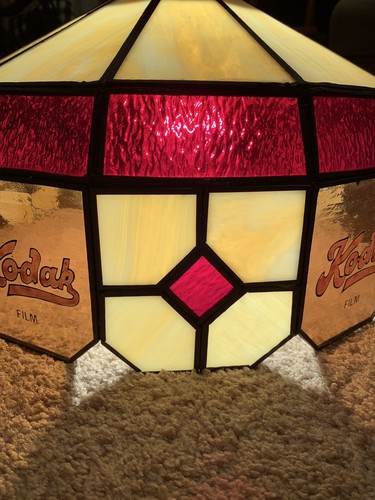 Vintage Kodak Hanging Glass Leaded Lamp. Excellent Condition!