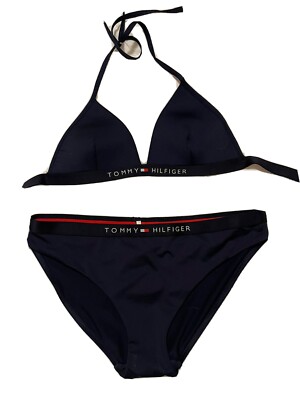 New 2 pc NAVY Tommy Hilfiger bikini Remove Cups Orig. PRICE $69.99 NWT LARGE