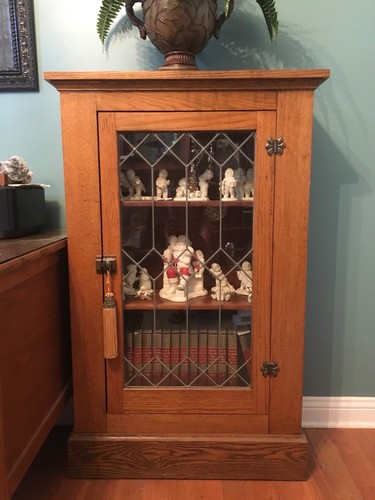 Matching Antique Leaded Glass Bookcases.   Same color just different lighting.