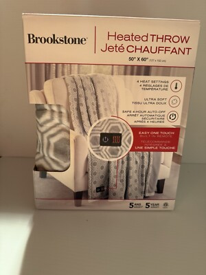 Brookstone~Cozy Heated Plush Throw Blanket, 50''x 60'', NIB*READ