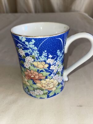 VTG Takahashi San Francisco Echo Cup 10 oz Blue Floral Hand Painted