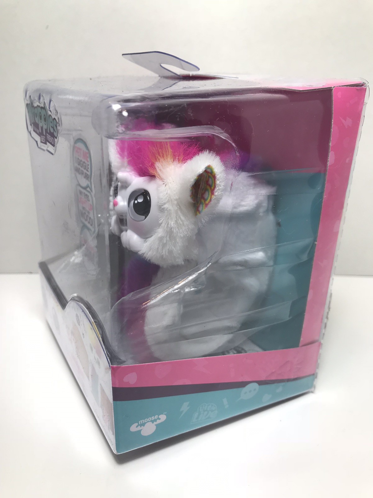 Little Live Pets Wrapples Una Moose Toys White Pink Purple Furry Slap-Band Tail