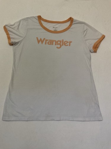 Wrangler Ringer T Shirt Womens XXL Slim Fit Orange 70s Retro