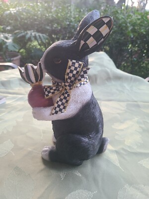 Mackenzie Childs ADORABLE 13'' RADISH RABBIT with COURTLY CHECK Ears