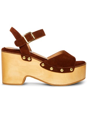 

STEVE MADDEN Женские коричневые кожаные сандалии с ремешком на пятке на платформе 2 дюйма, 10 м, Коричневый, MIND03S1