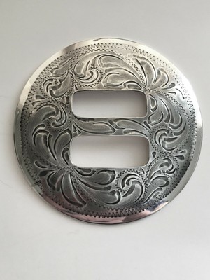 Hand Engraved Chevron Scarf Slide 2-1/2 Inch Silver Antiqued